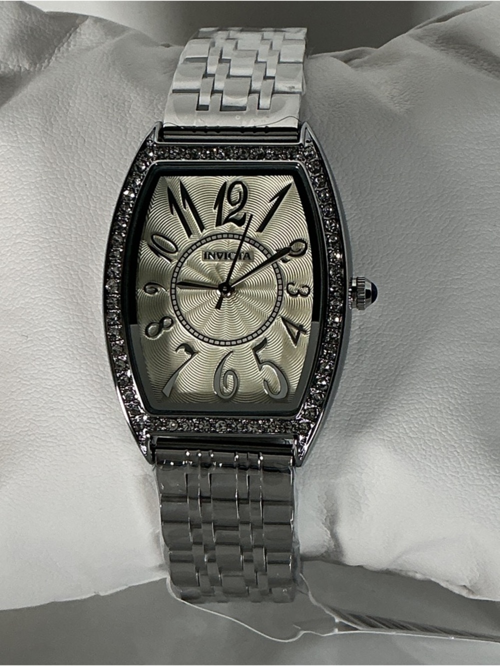 Invicta Silver Crystal-Accent Tonneau Bracelet 69272